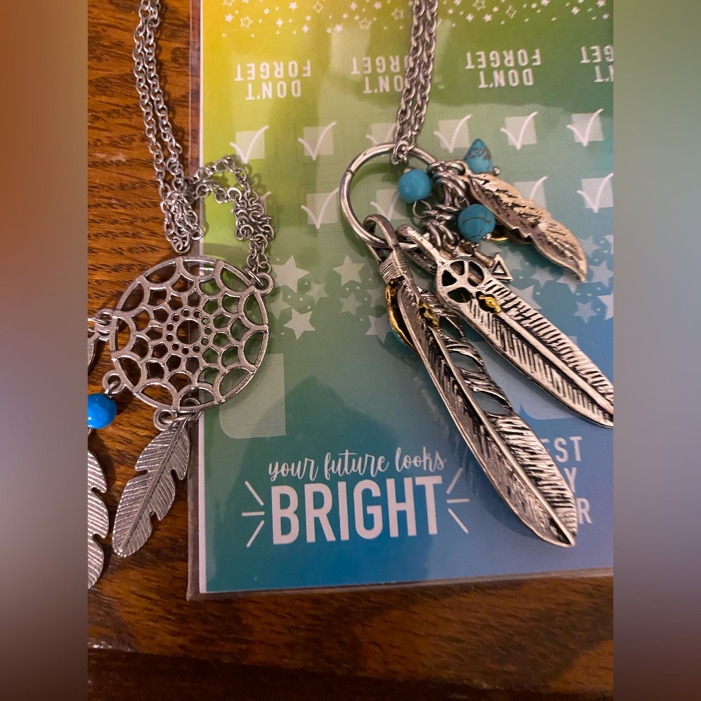 Two long silver necklaces. Selling both together for $10
